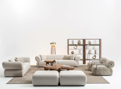 Sofagarnitur 6tlg. Wohnlandschaft Sitzer Hocker Wohnzimmer Set Modern Design